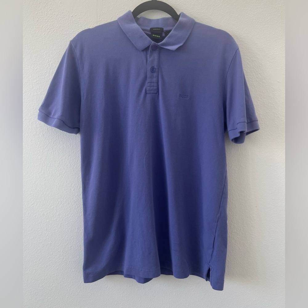 Hugo Boss Logo Polo Shirt Men's US Large‎ Short Sleeve Purple L (0704) - Picture 2 of 11